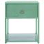 Turquoise Acacia Wood Nightstand with Gold Trim and Shelf