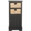 Distressed Black Pine Wood Accent Cabinet with Wicker Baskets