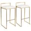 Elegant Gold and White Leather Barstool Duo