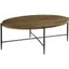 Oval Medium Brown Wood and Metal Coffee Table