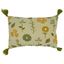 Green Embroidered Floral Square Throw Pillow with Tassels