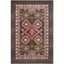 Large Rectangular Red and Brown Boho-Chic Synthetic Area Rug