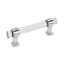 Glacio Clear and Polished Chrome 3-3/4 inch Cabinet Pull