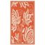 Burnt Orange Floral Motif Synthetic Outdoor Accent Rug