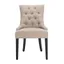 White Linen Upholstered Parsons Side Chair with Wood Legs