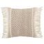 Taupe and Ivory Geometric Polyester Throw Pillow with Tassels