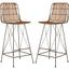 Luxuriant 43'' Natural Brown & Black Metal Wicker Bar Stool - Set of 2