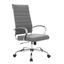 Luxury Gray Leather High-Back Swivel Office Chair with Metal Base