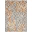 Ivory and Orange Synthetic 6' x 9' Damask Area Rug