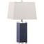 Deco 27 Inch Navy PU Leather Table Lamp Set with Rectangular Shade