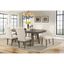 Smokey Walnut 78" Extendable Dining Set with 6 Cream Upholstered Chairs