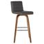 Vienna 30" Gray Faux Leather Swivel Barstool with Walnut Accents