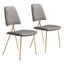 Gray and Gold Velvet Upholstered Side Chair Set with Metal Frame