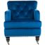 Navy Velvet Tufted Arm Chair with Espresso Wood Legs