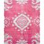 Fuchsia and White Hand-Knotted Wool Silk 8' x 10' Area Rug