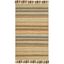 Coastal Charm Green Stripe Hand-Woven Cotton Square Rug 3' x 5'