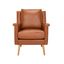 Cognac Faux Leather and Wood Mid-Century Accent Chair