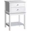 Modern White Wood Side Table with Storage Drawers and Shelf