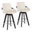 Cosmo Cream Faux Leather Swivel Counter Stools with Dark Wood Legs, Set of 2