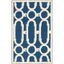 Royal Blue and White Hand-Knotted Wool Area Rug, 2' x 3'