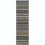 Blue and Beige Wool Handwoven Striped Runner Rug