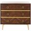 Katia Transitional 3-Drawer Walnut Chest with Gold Accents