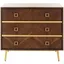 Katia Transitional 3-Drawer Walnut Chest with Gold Accents