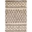 Ivory and Dark Brown Geometric Wool Shag Area Rug