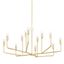 Norman 12-Light Vintage Gold Leaf Chandelier with Steel Frame