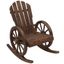 Burnt Wood Adirondack Rocking Chair with Wagon Wheel Armrests