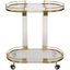 Small Oval Lennon Bar Cart with Brass Accents and Storage