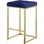 Navy Velvet and Gold Metal Counter Stool Set, 26.5" Height