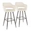 Set of 2 Black Metal and Cream Faux Leather Bar Stools