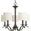 Antique Bronze 5-Light Chandelier with Off-White Drum Shades