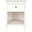Transitional White Pine and Metal Storage Side Table