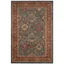 Red and Navy Floral Synthetic Rectangular Area Rug