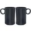 Navy Blue Ceramic Loop Handle Coffee Mugs, Set of 2