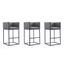 Embassy Geometric Black Steel and Grey Faux Leather Barstool Set