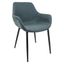 Markley Peacock Blue Faux Leather Dining Armchair with Metal Legs