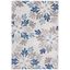 Grey and Blue Floral 6' x 9' Synthetic Area Rug