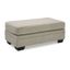 Beige Upholstered Storage Ottoman with Faux Wood Feet