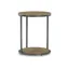 Round Black and Brown Wood Metal End Table with Storage