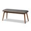 Flora Medium Oak and Gray Upholstered Dining Bench