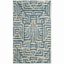 Ivory and Light Blue Geometric Low Pile Area Rug