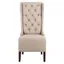 High Back Beige Linen Upholstered Wood Side Chair