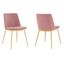 Elegant Pink Velvet and Gold Metal High-Back Dining Chairs (Set of 2)