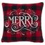 Red and Black Embroidered Cotton Plaid Throw Pillow, 16"