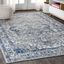 Modern Elegance Gray and Navy 8' x 10' Synthetic Area Rug