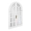 Rustic White Wood Windowpane Arch Vanity Mirror