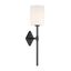 Destin Matte Black 1-Light Wall Sconce with Opal Glass Shade